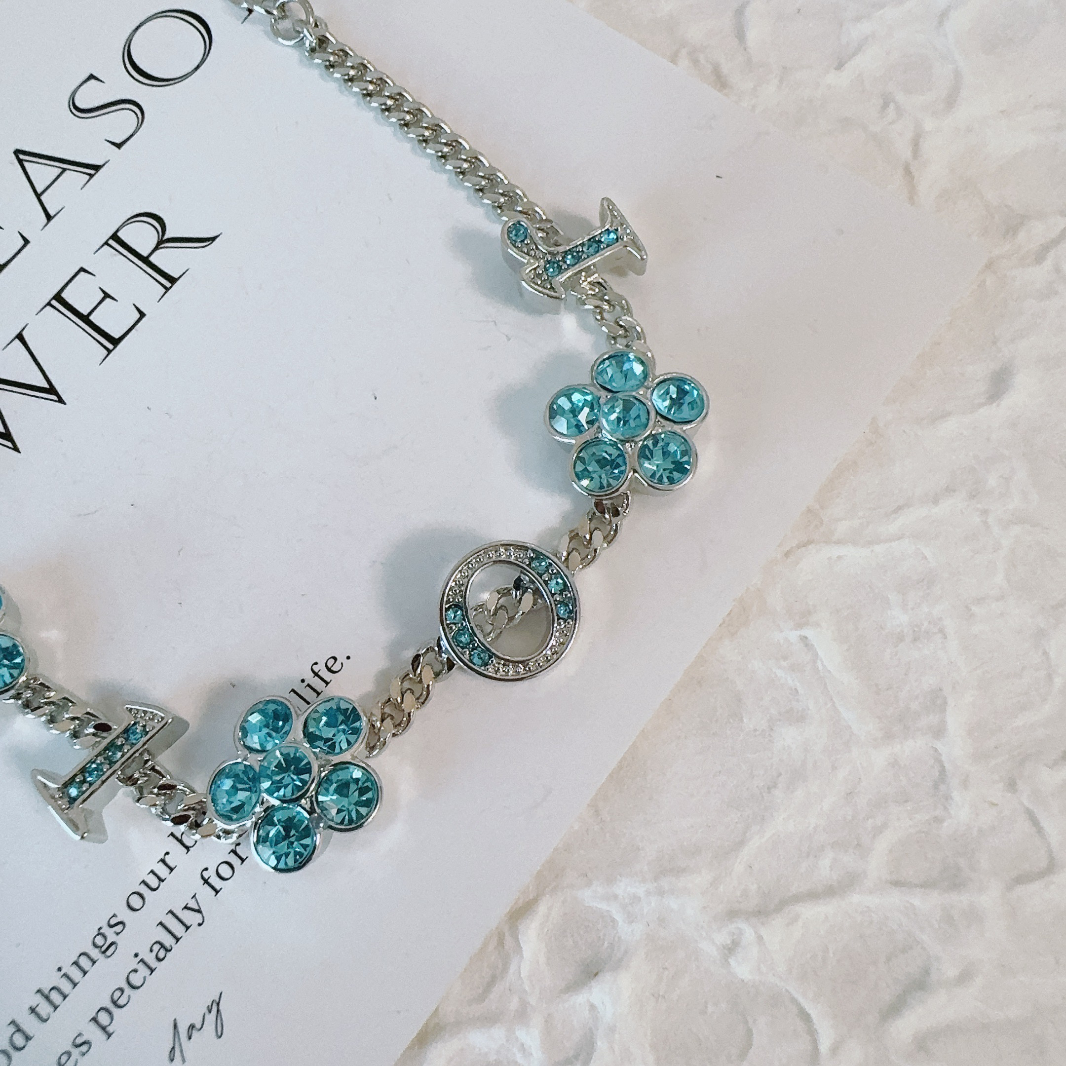 铜合金合成锆石手链 1129 蓝色梅花手链