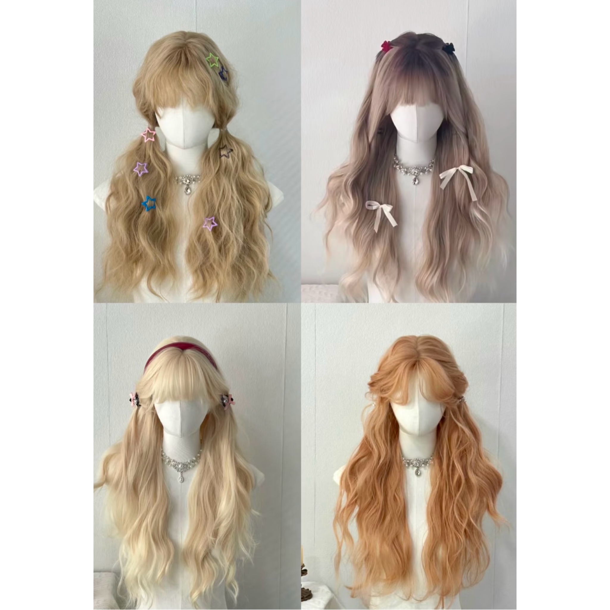 高品质假发自然仿真头皮直发卷发黑长直大波浪羊毛卷