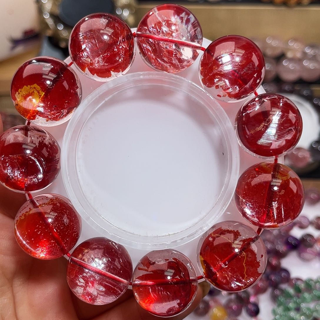 水晶手链未镶嵌锦鲤红胶花19