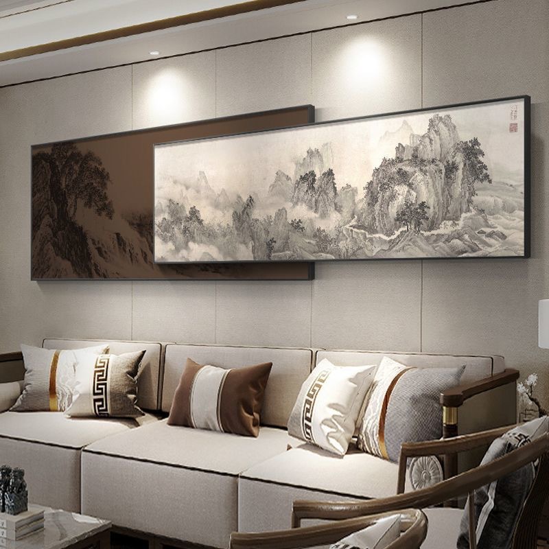千里江山图客厅装饰画山水画新中式沙发背景墙挂画国风大气叠加画