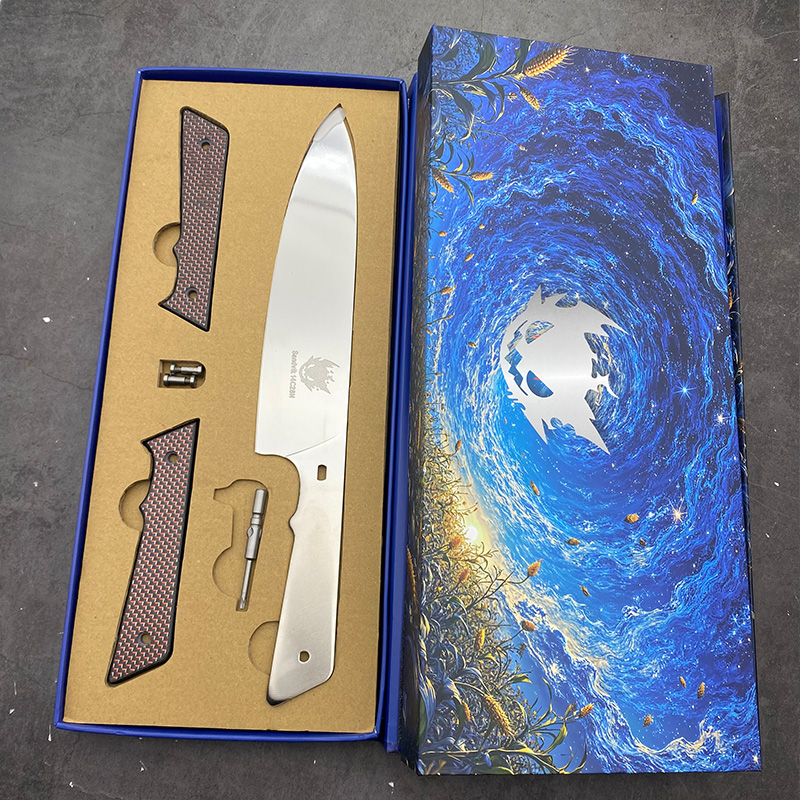 外贸尾单带原包装主厨刀刀胚家用切菜厨房刀碳纤维手柄组装diy