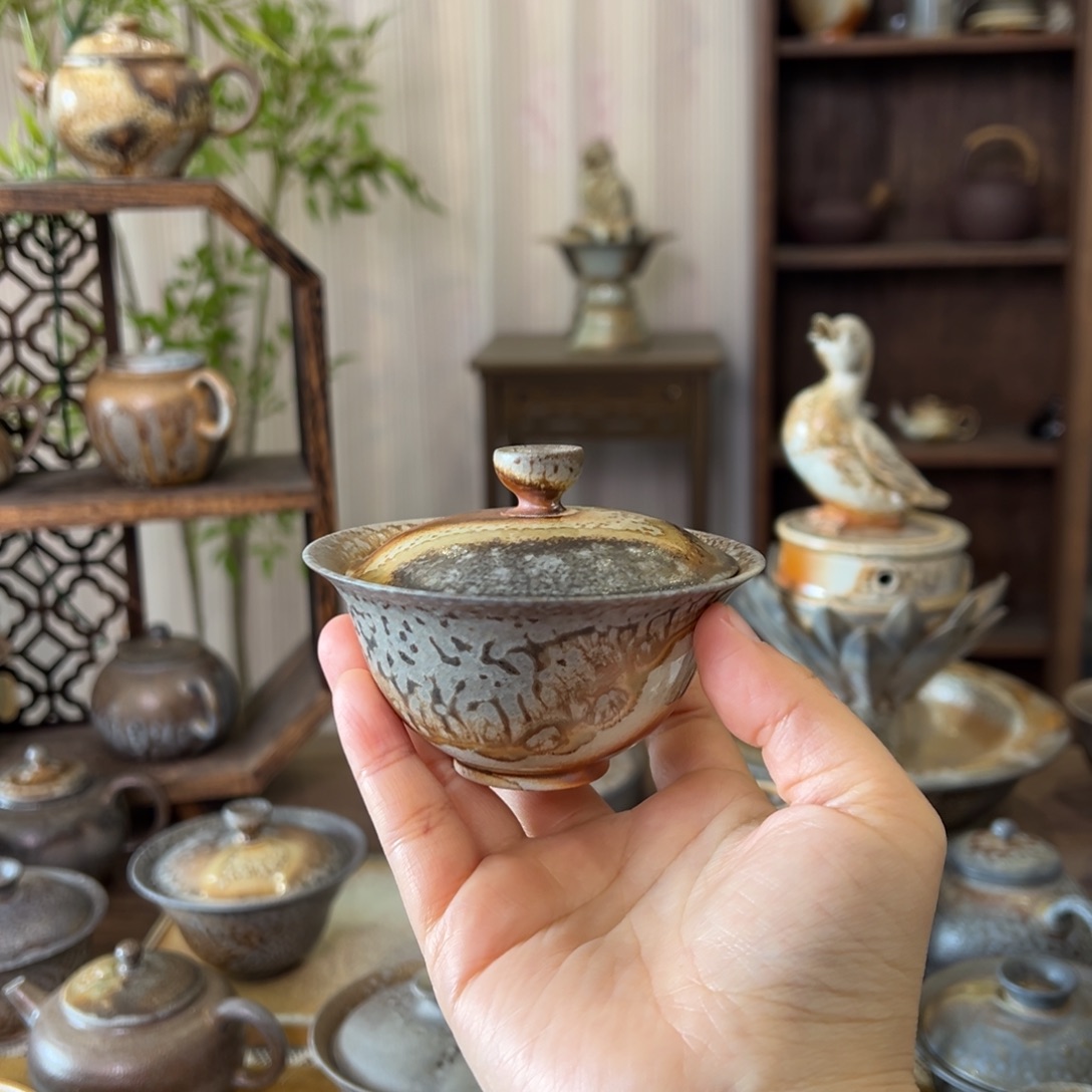 30中白盖碗福利柴烧