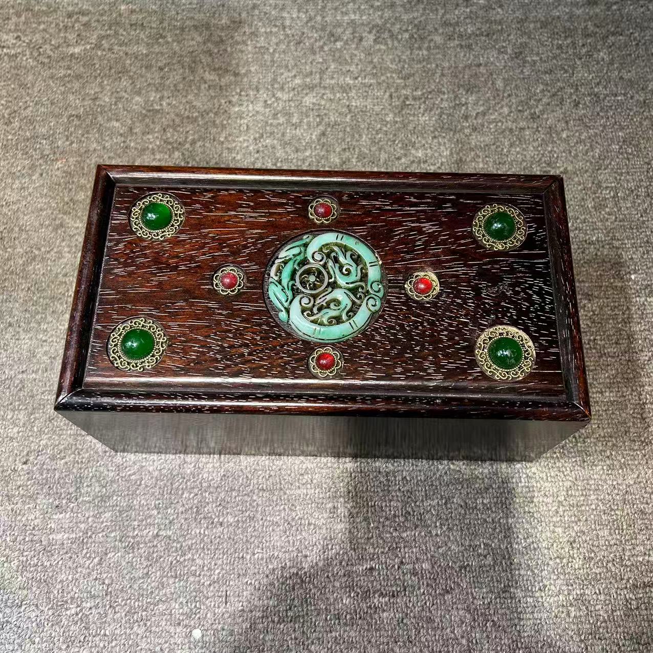 檀木镶嵌手工艺推拉盖首饰盒收纳盒