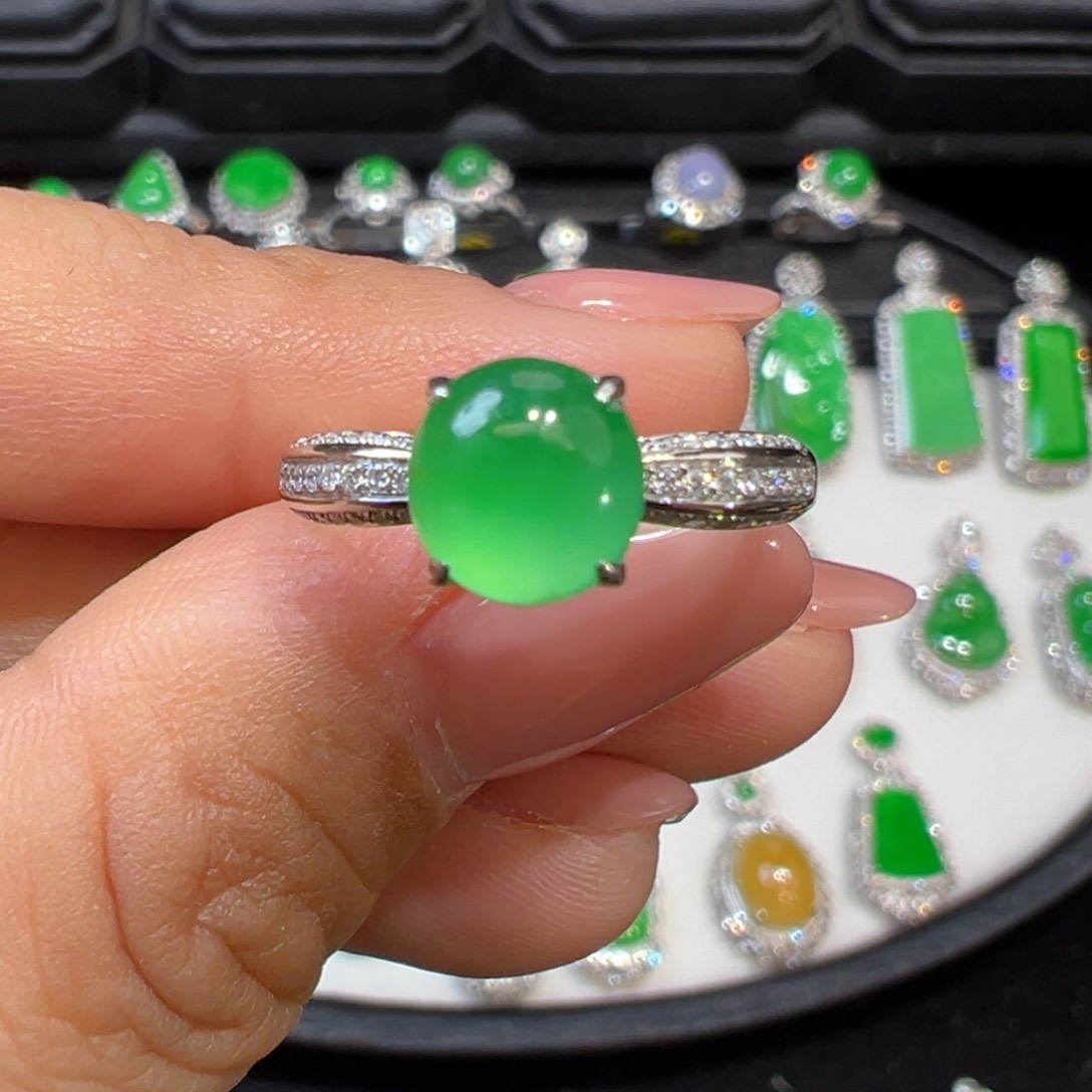 翡翠戒指18K金镶嵌木*@收到货48小时鉴赏期