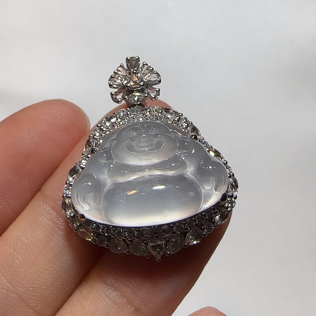 翡翠18K金镶嵌吊坠(不含链)佛公