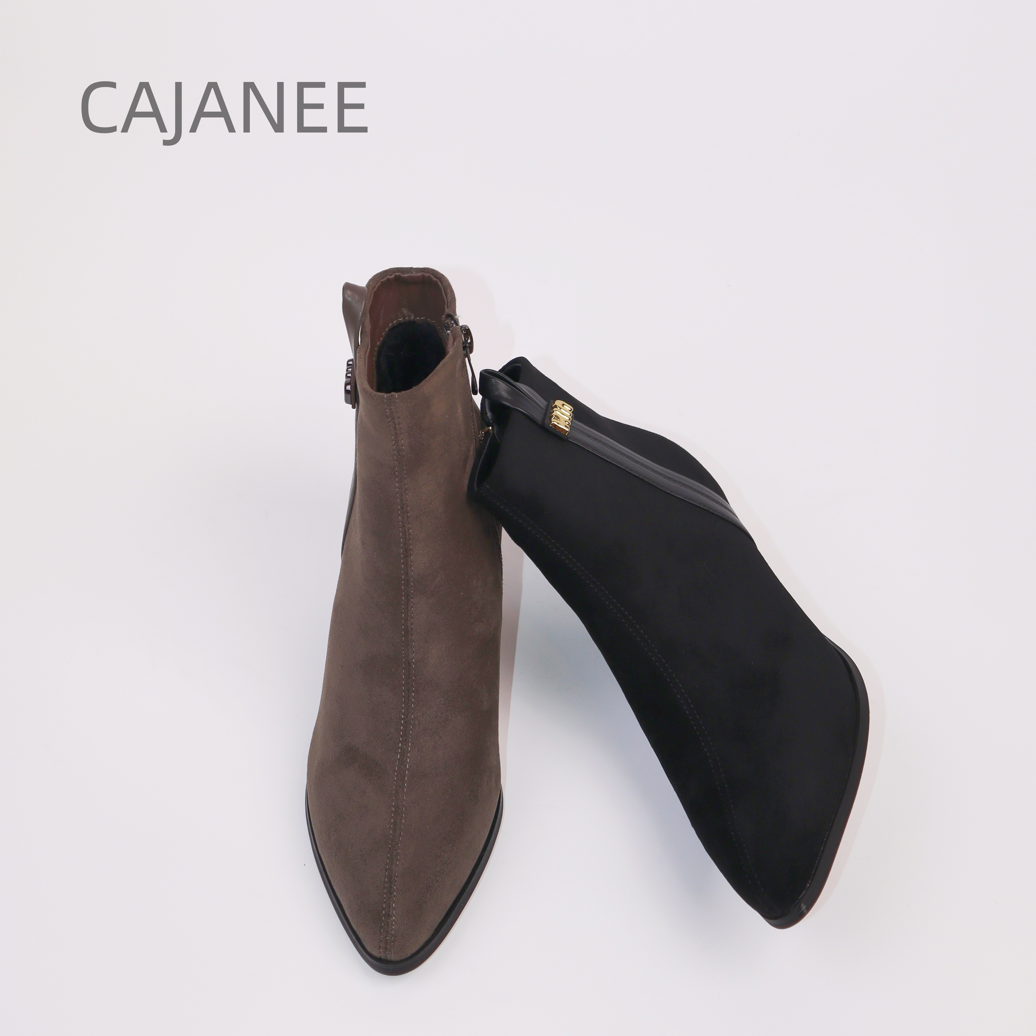 法式细高跟靴25年冬季新款尖头短靴时尚气质百搭68660