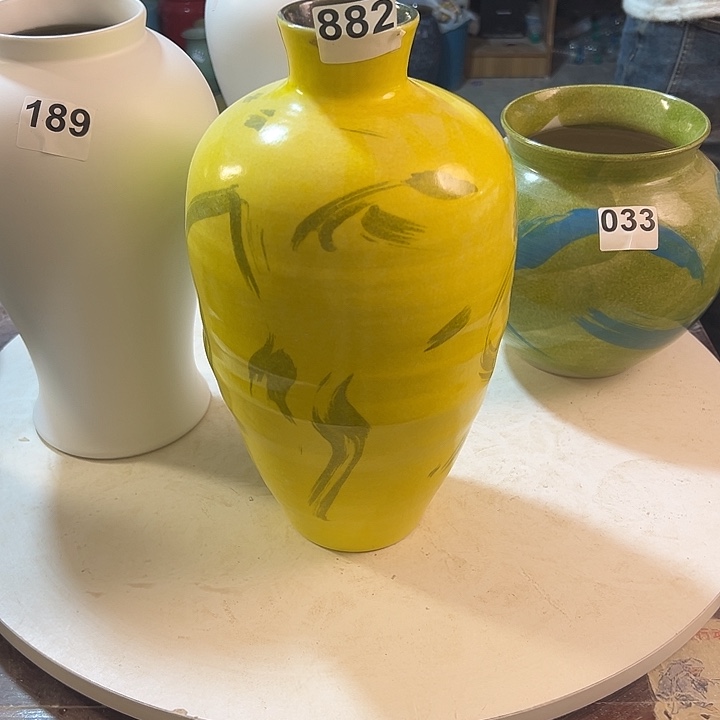 江***雪白泥花瓶口6，高32，882