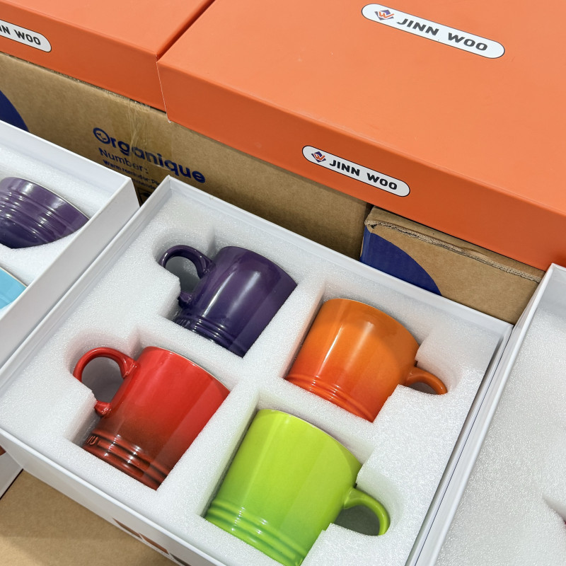 外贸出口品质 京屋釉下彩多巴胺色系陶瓷马克杯