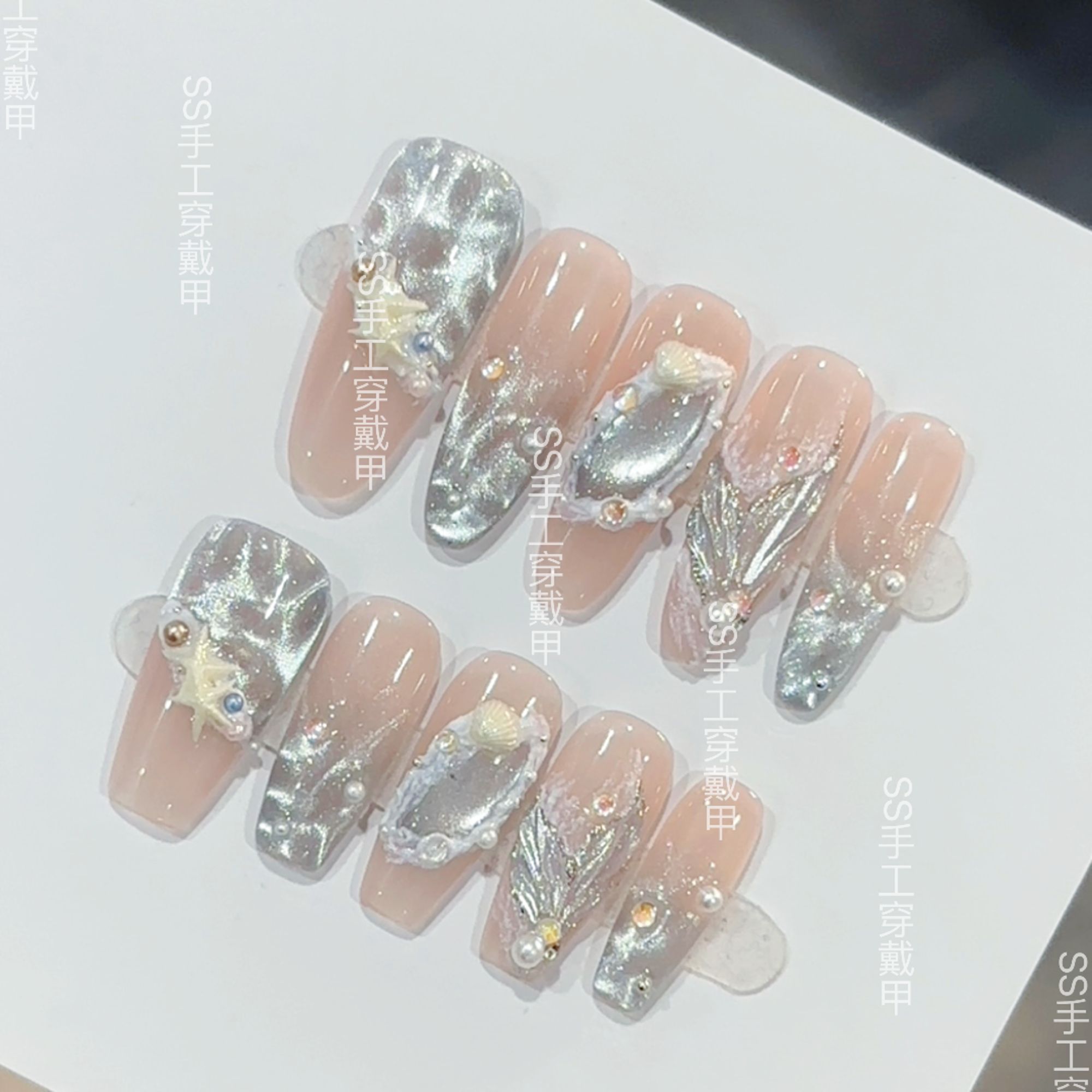 【梦海星辉】轻奢显白纯手工穿戴甲光疗冰透渐变纯欲四季流行10片装