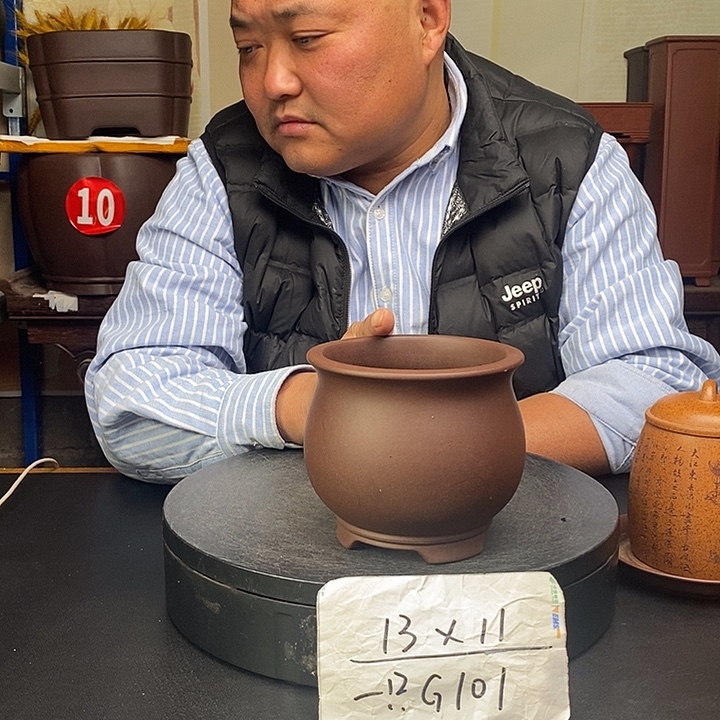 紫砂花盆货号一只G101