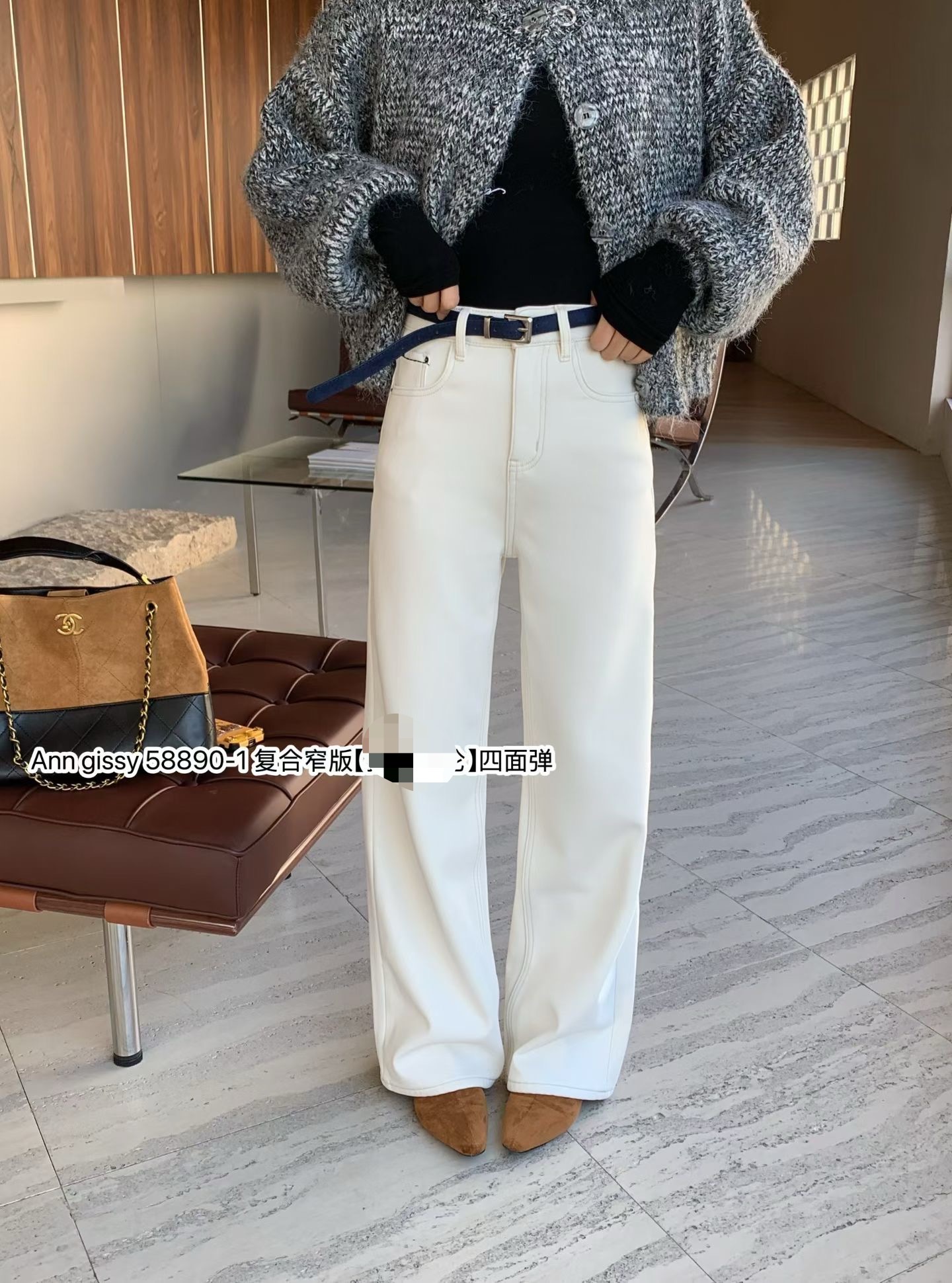 【赫本】推荐复合绒窄版四面弹直筒裤58890-1