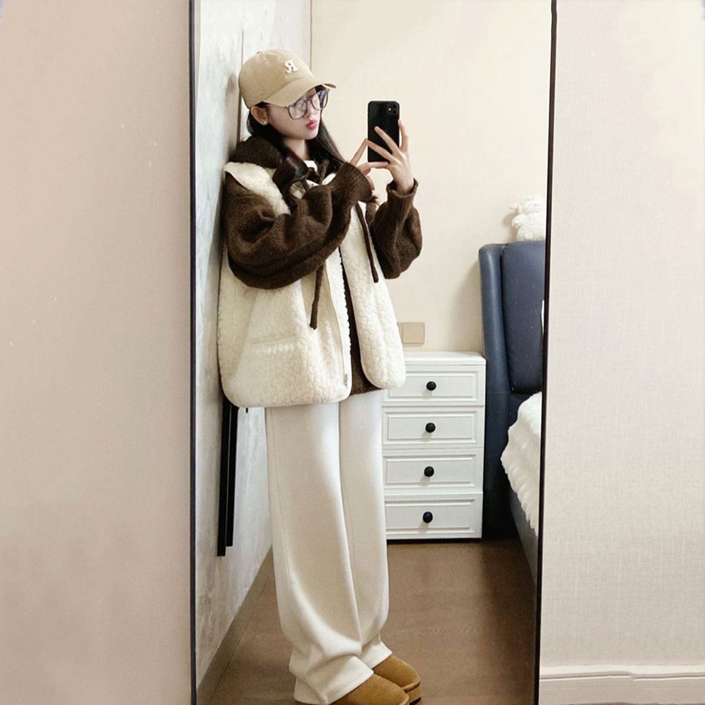 3745秋冬新款韩系温柔风针织卫衣女