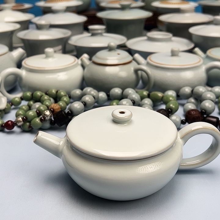 杯微暇月白釉汗瓦壶原矿原釉原产地