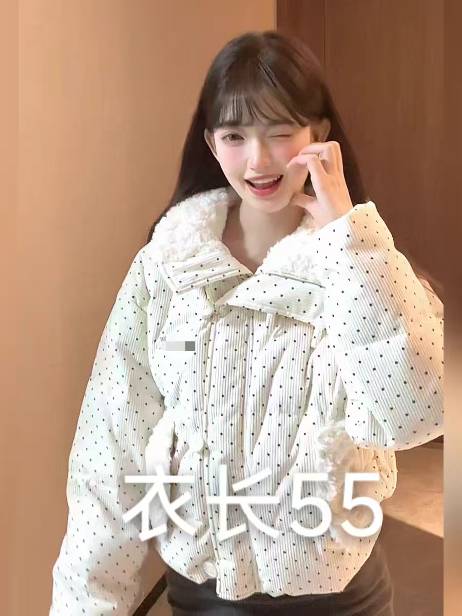 【艳子】645小个子 ~甜美波点翻领加厚保暖外套