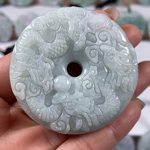 翡翠颈饰未镶嵌九龙扣两面工福利