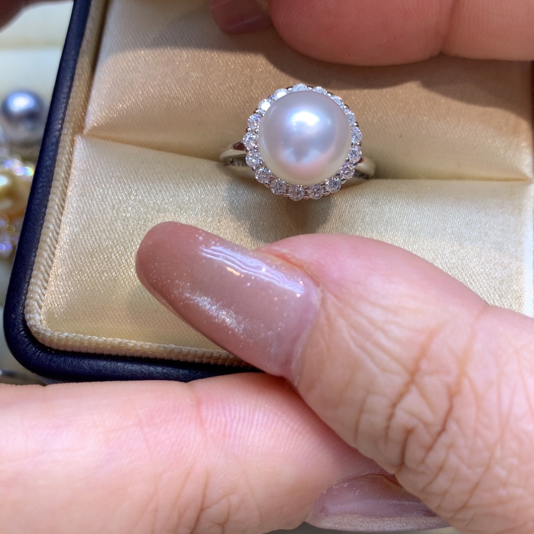 银S925镶嵌戒指海水珍珠