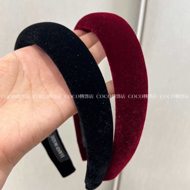 法式复古秋冬丝绒黑色宽边百搭高颅顶发箍轻奢氛围感新年红色头箍