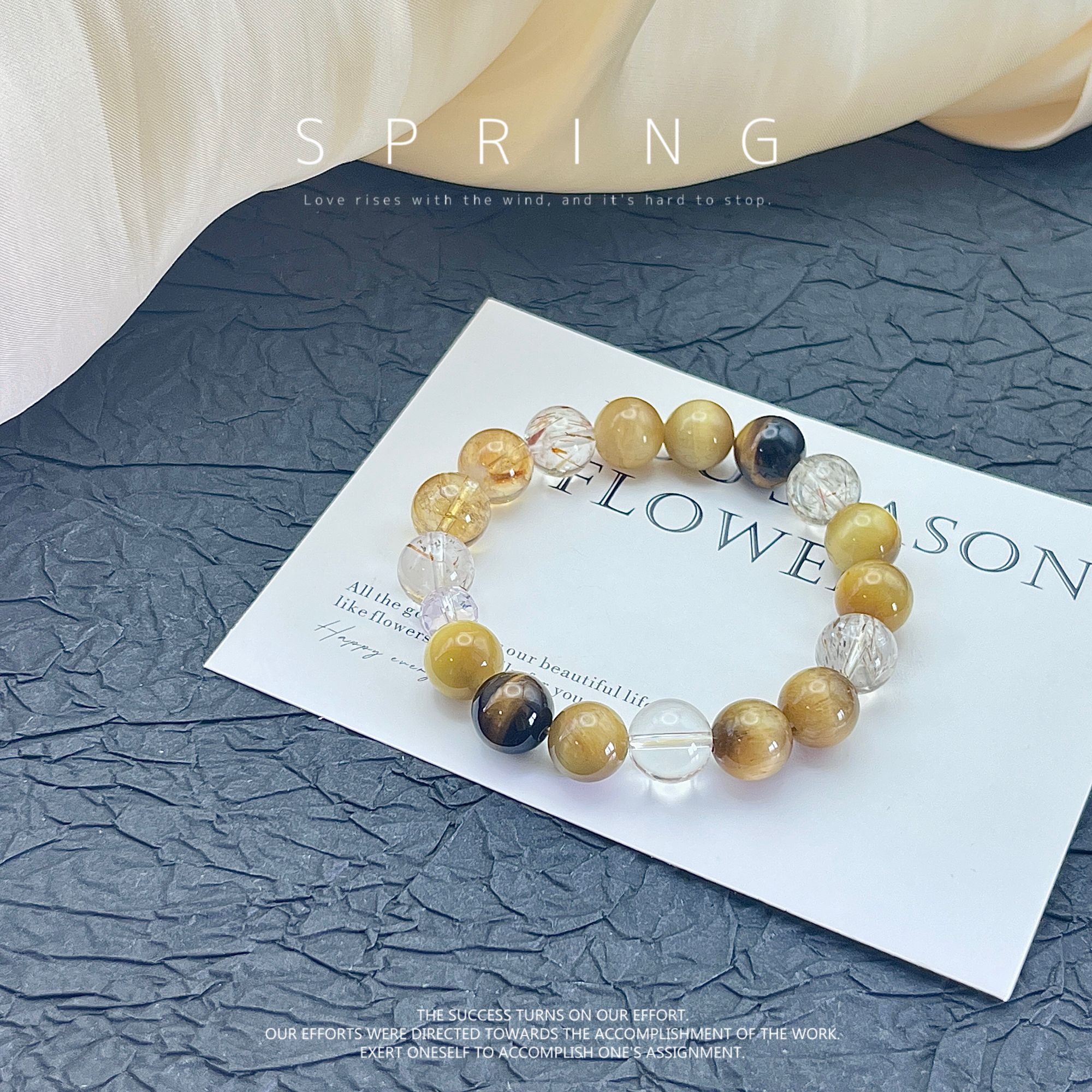 天然 卡10 金虎眼 黄塔晶 黄虎眼 白水晶 黑金超七 紫水晶桶 手串