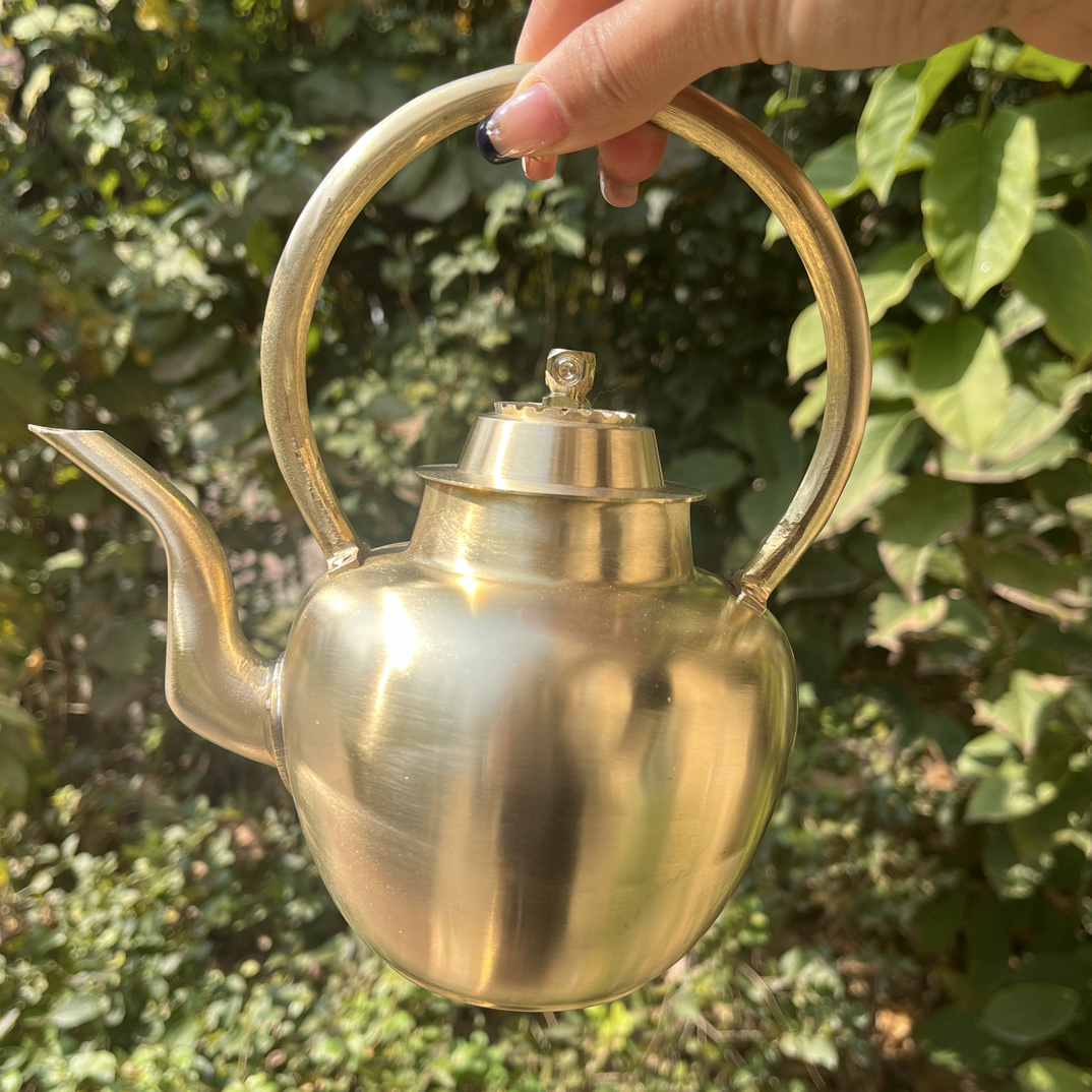 纯黄铜欧式手工酒壶老手艺工艺品复古家用老物件纯手工老式铜酒壶