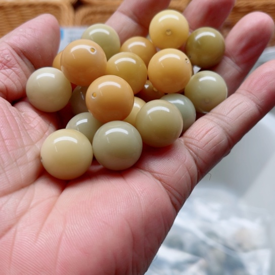 吊坠白玉菩提精品16奶黄圆珠21颗