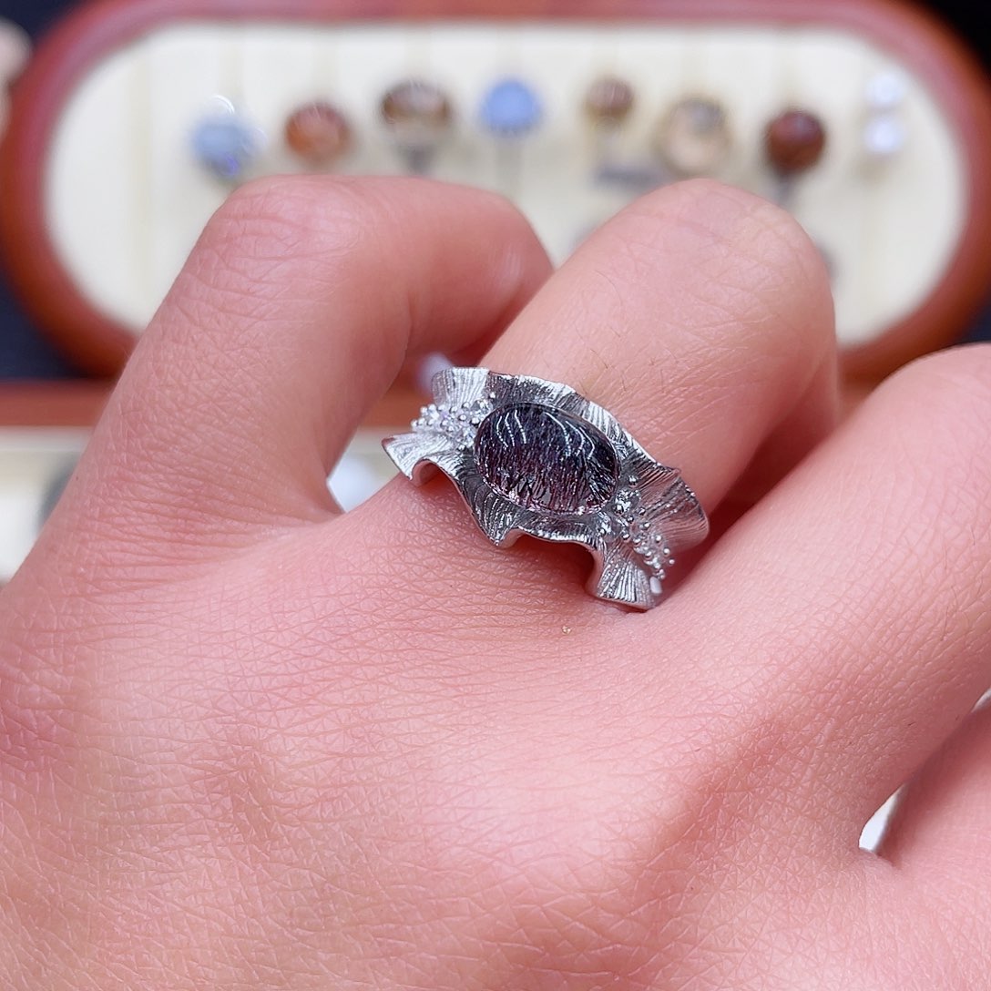 水晶戒指银S925镶嵌戒指