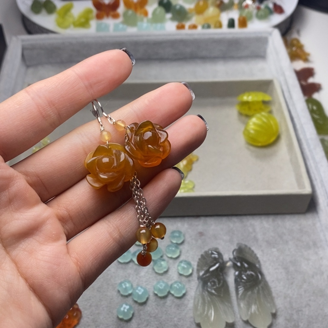 蛇纹石玉合金耳饰/颈饰