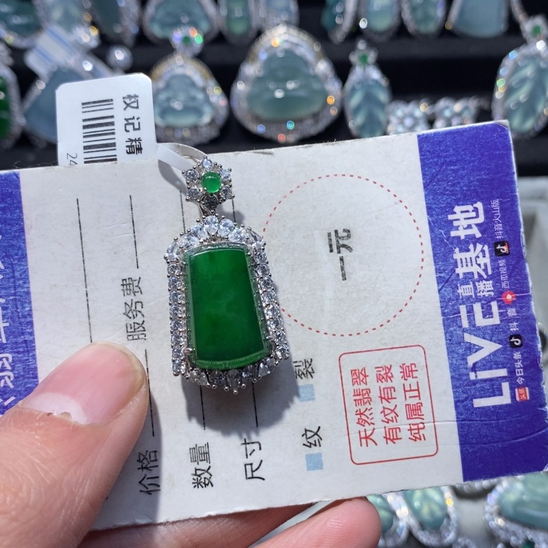 翡翠颈饰银S925镶嵌翡翠