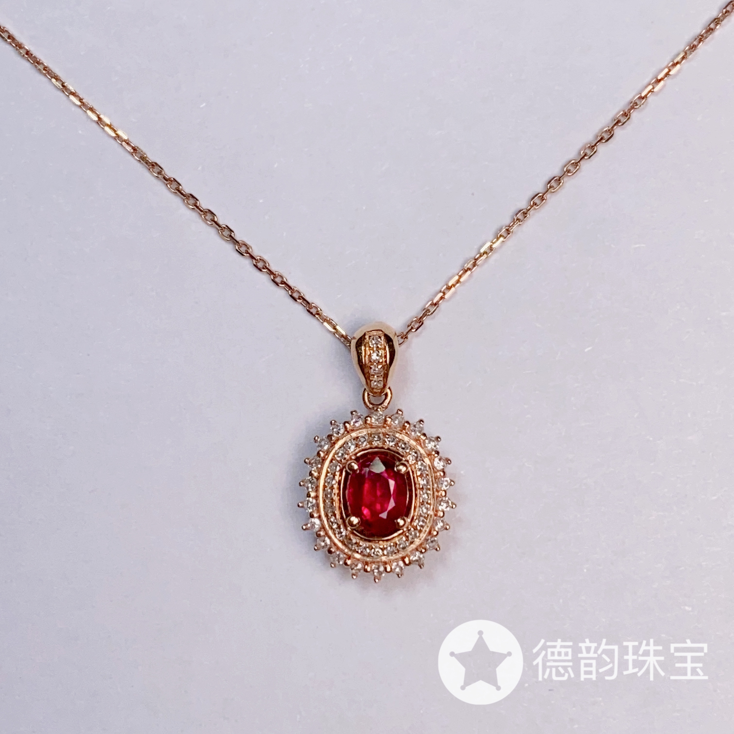 18k金镶嵌红宝石项链