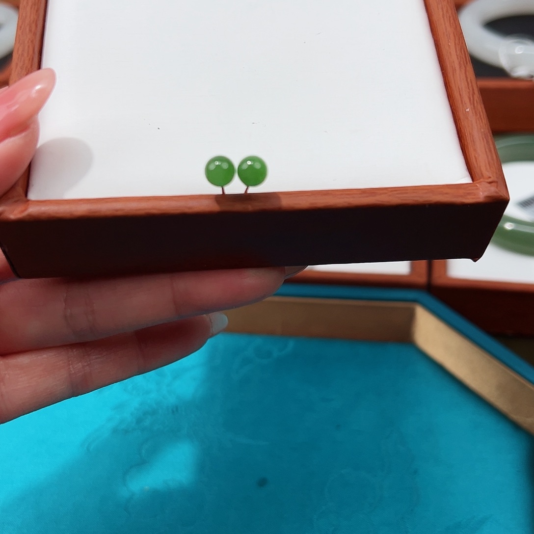 和田玉耳饰银S925镶嵌