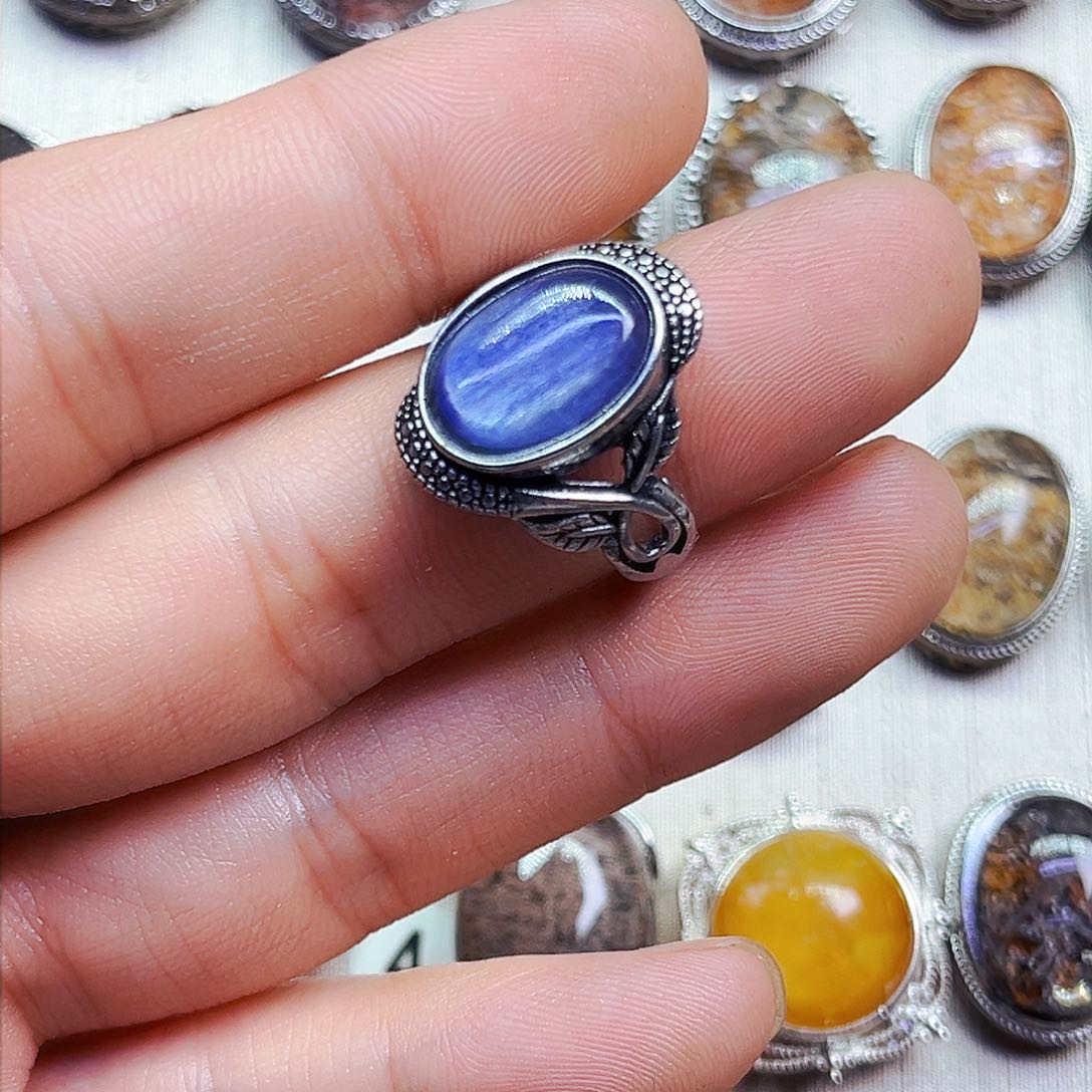 水晶戒指银S800镀金镶嵌