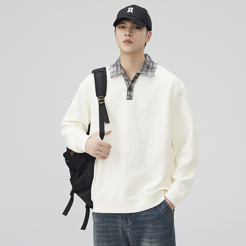 Mr.po/破先生2025新款老钱风设计感卫衣男生假两件衬衫领宽松上衣