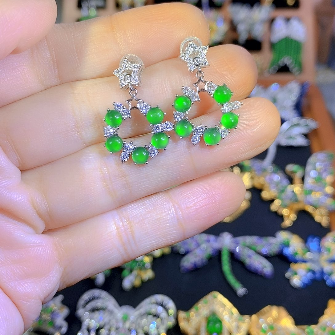 吊坠(不含链)银S925镶嵌翡翠