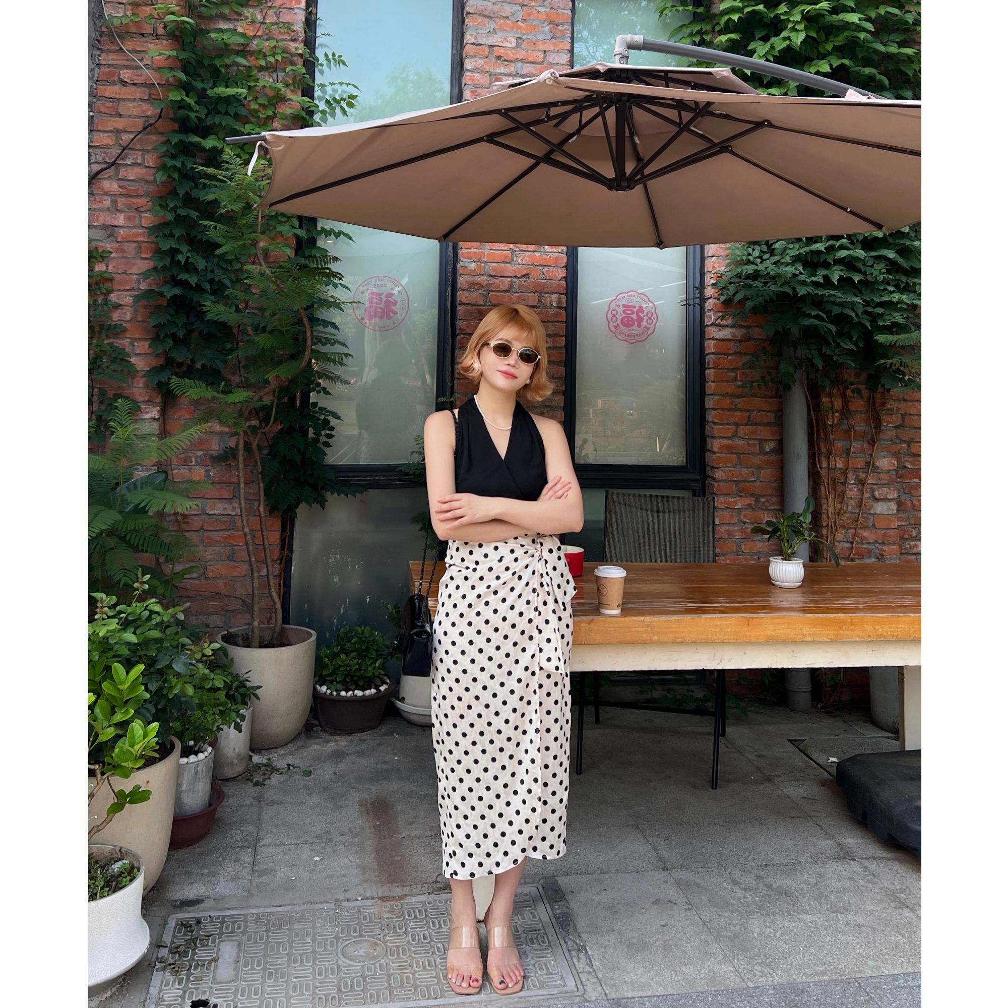 K KING【波斯海报】小个子花苞绑带半身裙设计感高腰显瘦上衣套装