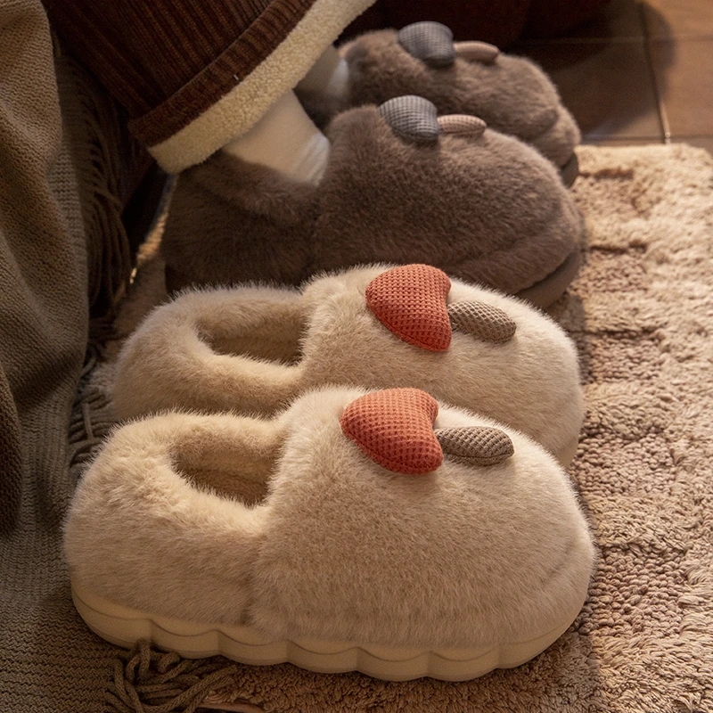 可爱蘑菇棉拖鞋女士秋冬季新款居家卡通毛绒保暖厚底外穿情侣棉拖