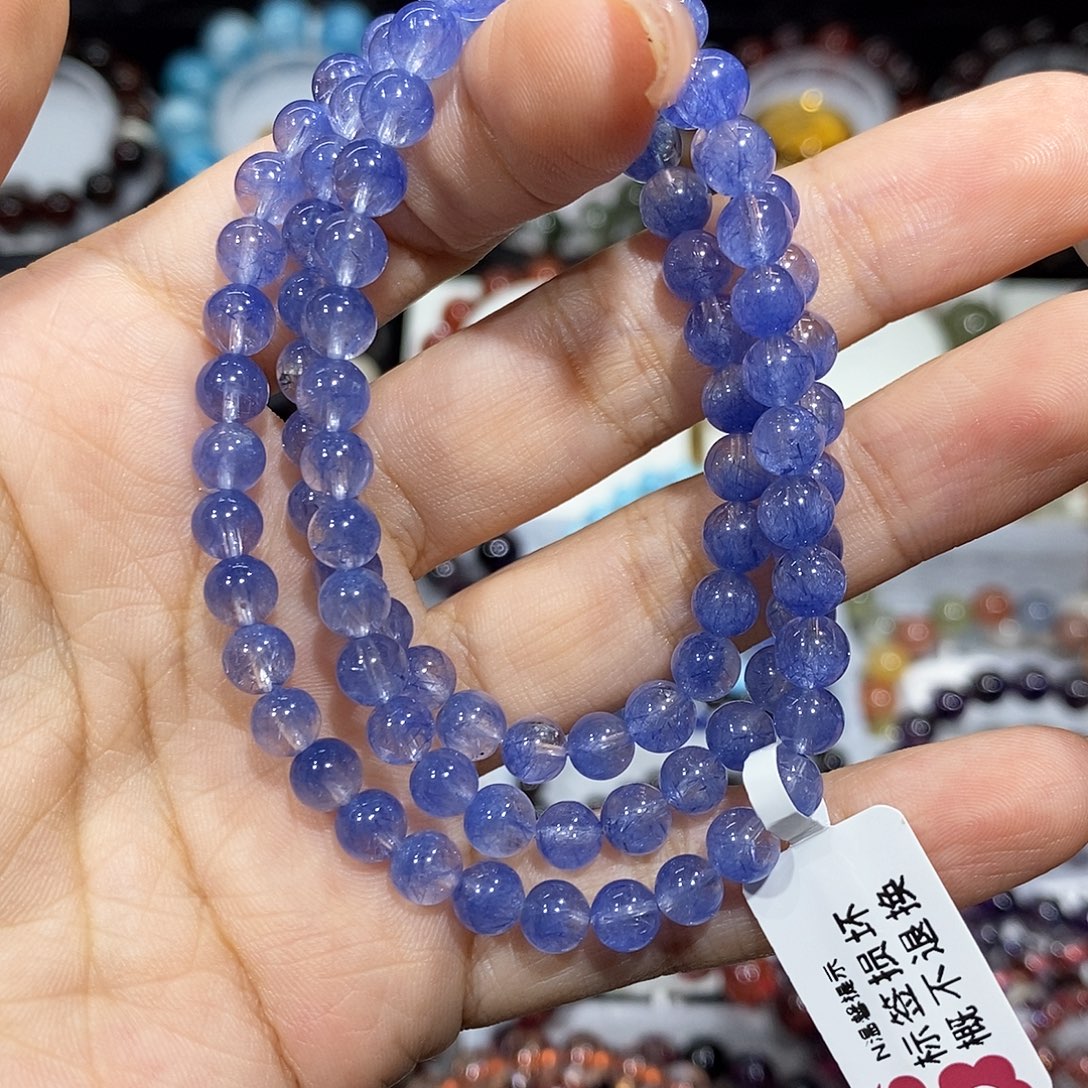 未镶嵌手串水晶蓝线石多圈5