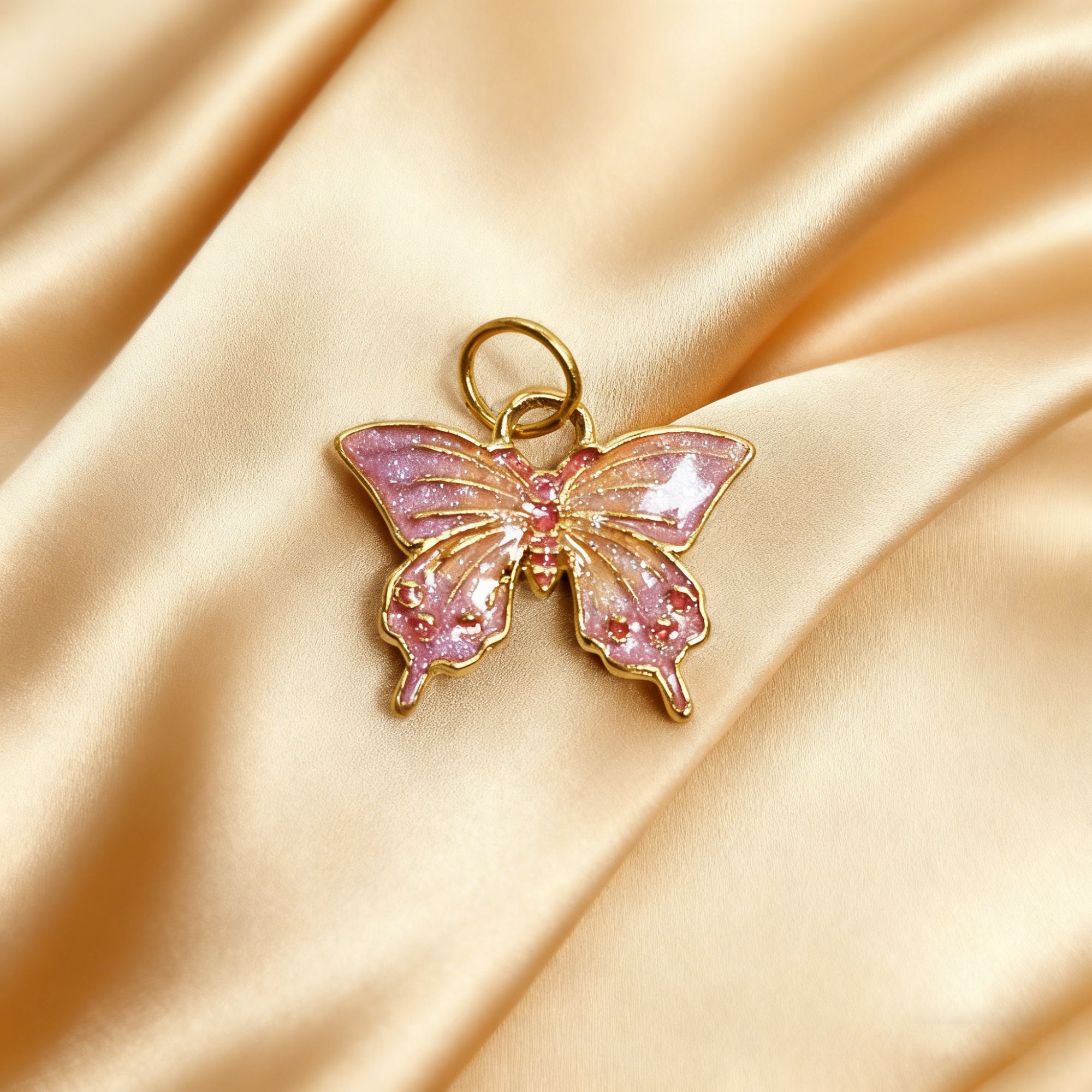 【黄金】足金999粉彩蝴蝶 圆环 5D工艺CY416