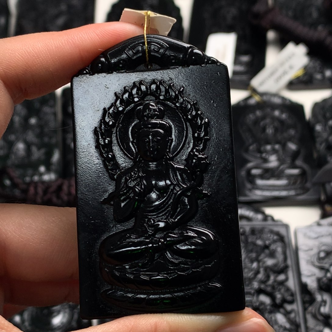 天然缅甸a货钢琴黑挂件