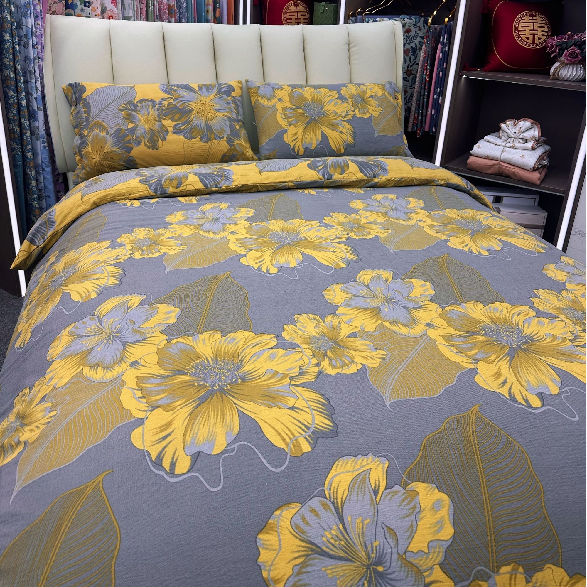 高端亲肤棉被罩--金晨花语