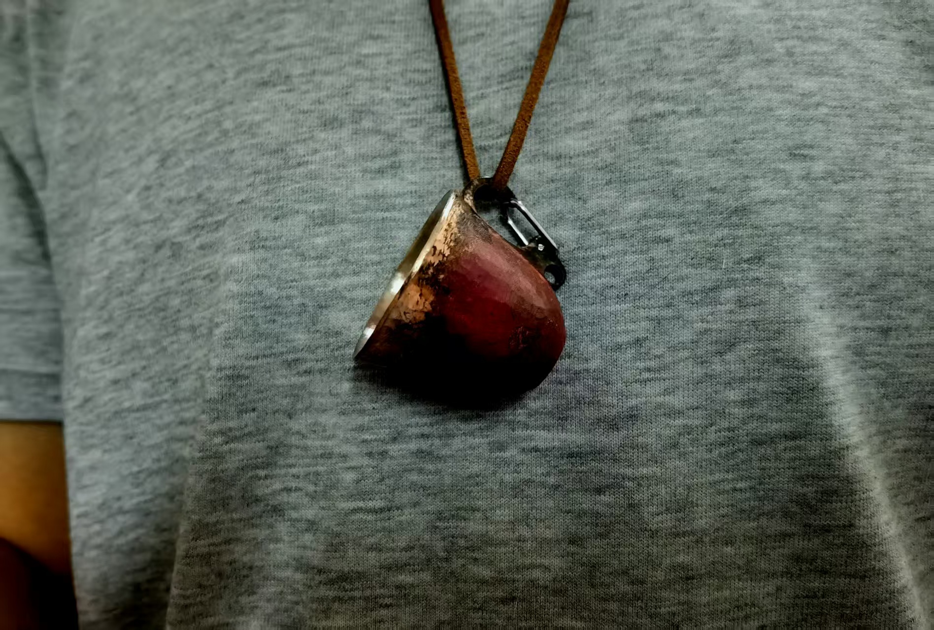 【云山茶语】此杯为怀纯手工锻打紫铜挂杯手工挂锡一物一拍便携挂杯