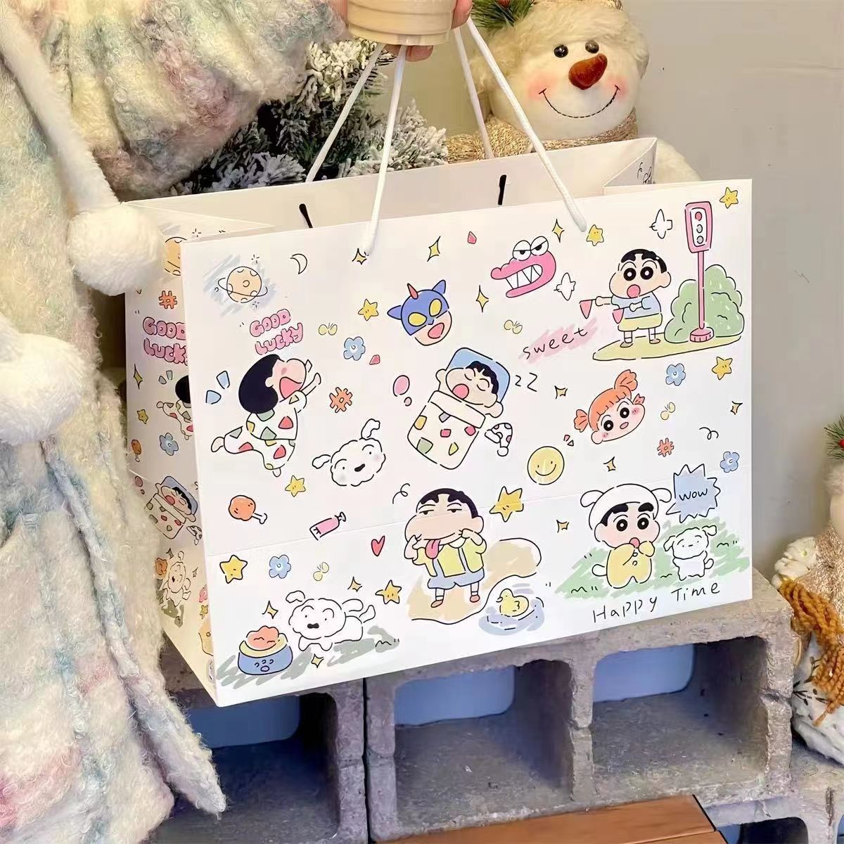 蜡笔小新卡通创意款礼品袋高颜值大容量手提袋节日送礼精致小包装