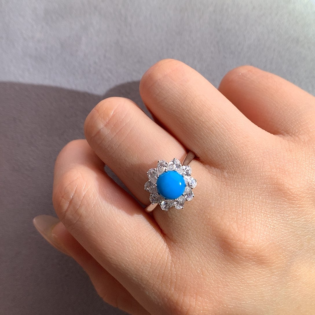 银S925镶嵌绿松石美松戒指