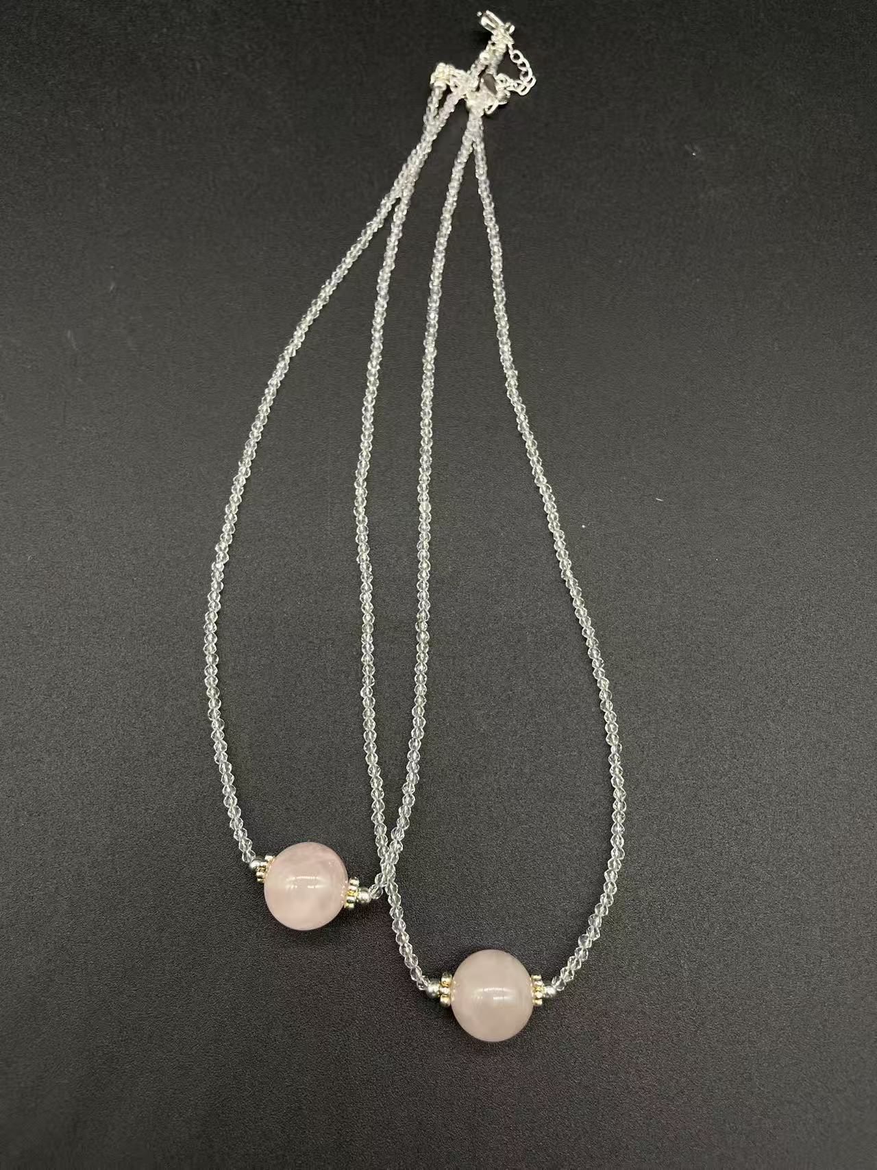 天然老矿粉晶锁骨链 多样性发其一 A083