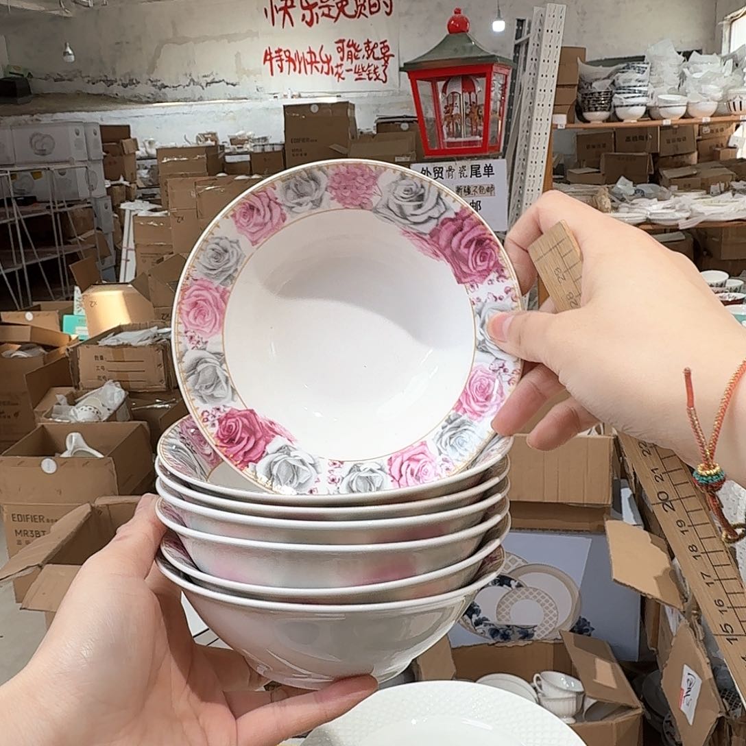 瓷5.5英寸饭碗14cm10个外贸尾单