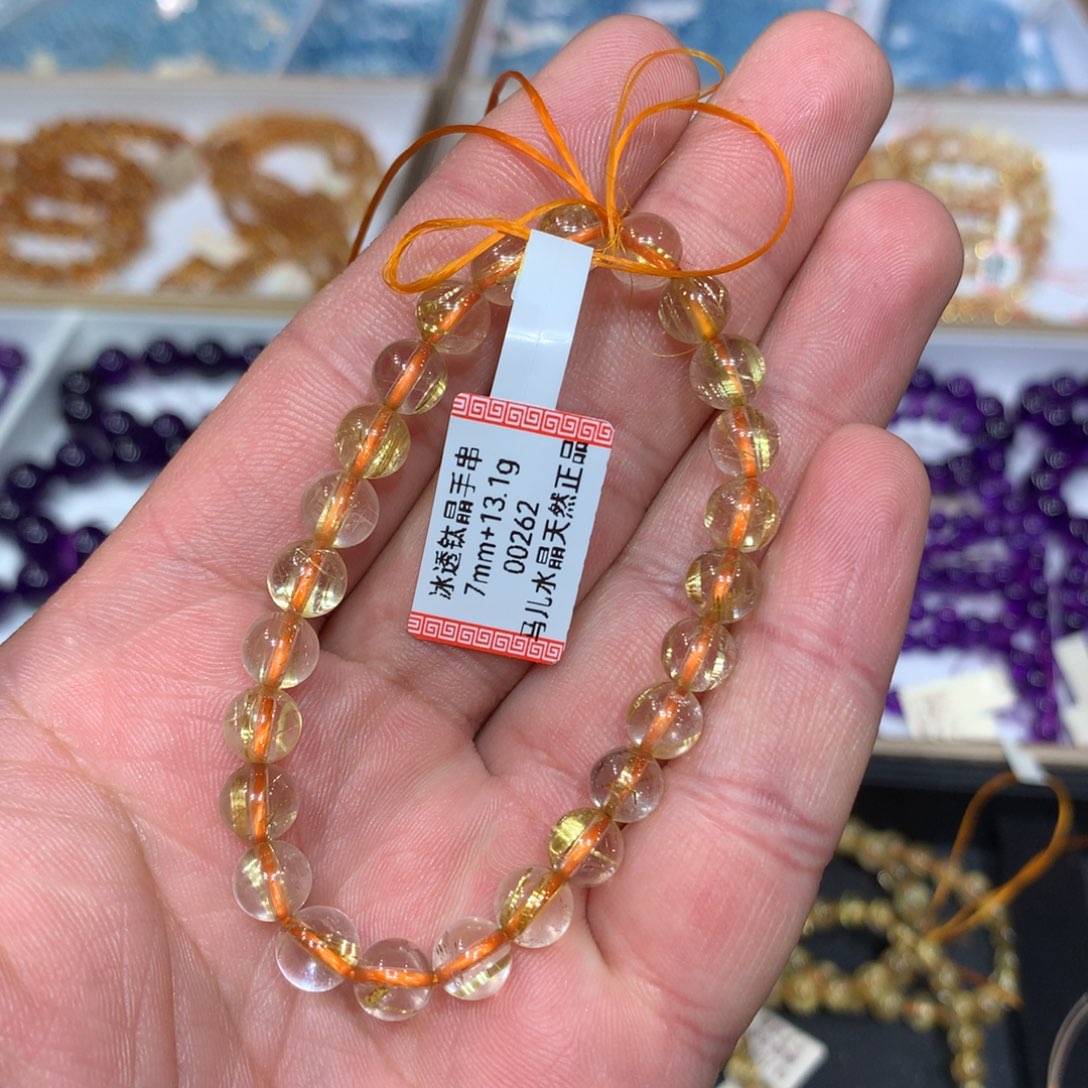 发晶手链未镶嵌钛晶手串7mm+