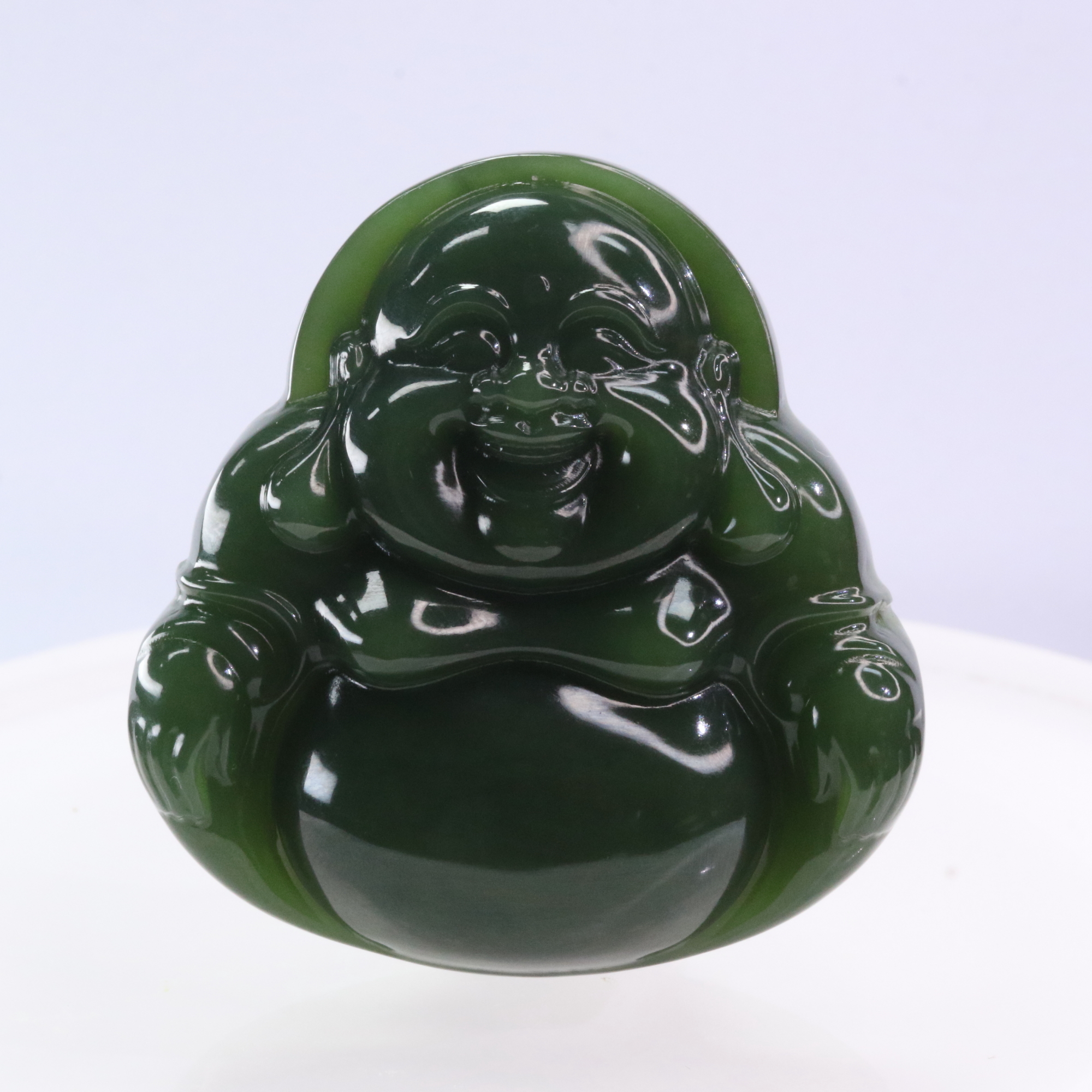 19和田玉俄七碧玉菠菜绿佛公（谭兆威作）/200303上海嘉禾拍卖