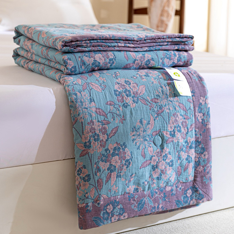 A类母婴级全棉双层纱夏凉被复古印花夏被夏季空调被薄款宿舍被子