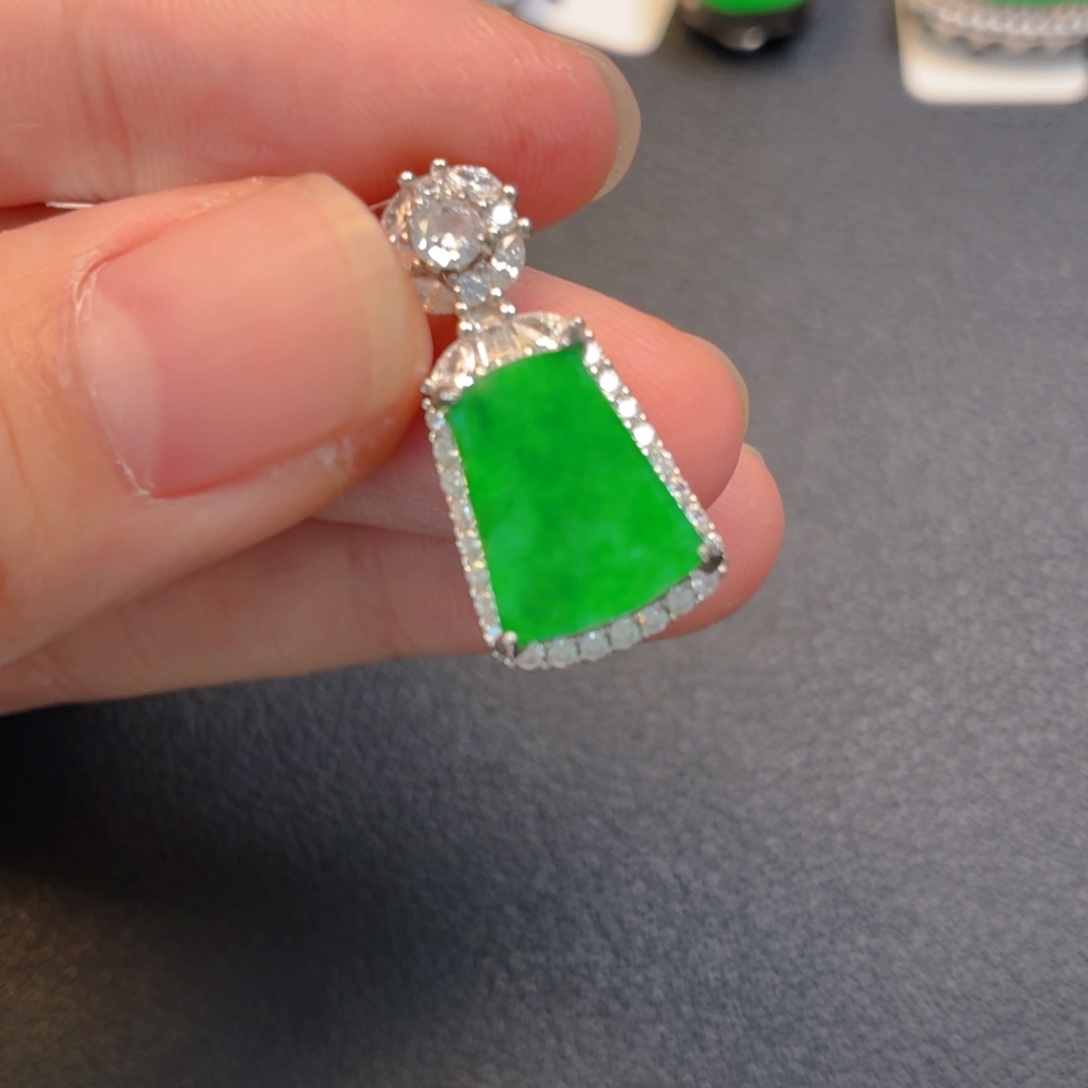 翡翠银S925镶嵌吊坠(不含链)