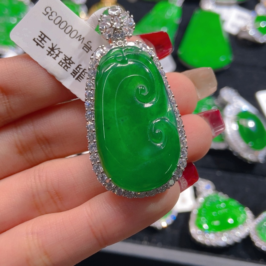 翡翠吊坠(不含链)银S925镶嵌