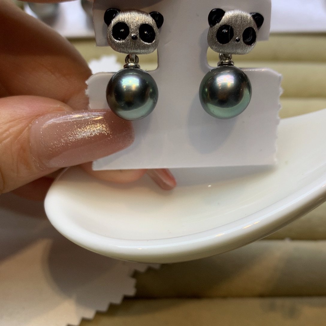 银S925镶嵌耳饰海水珍珠