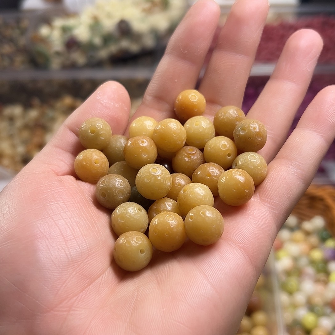 菩提根/象牙果吊坠10颗黄色星球